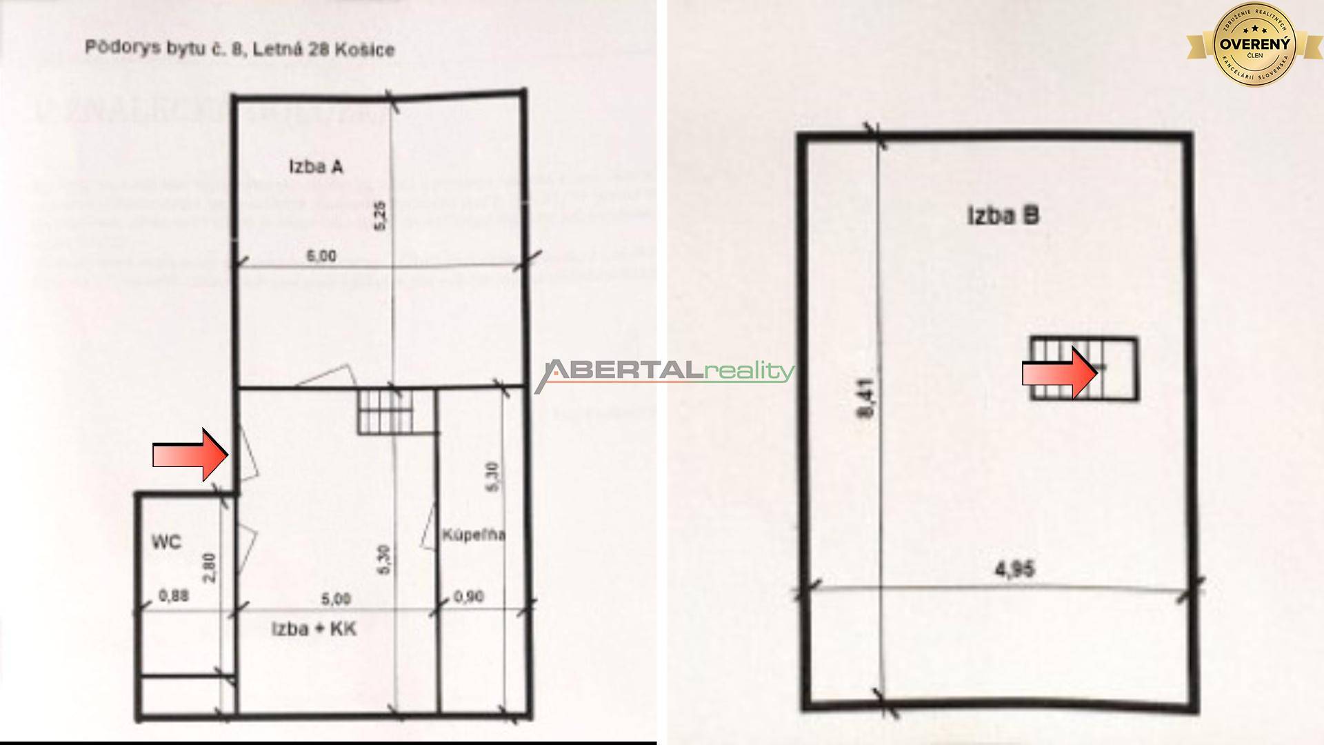 Predaj, 3 izbový byt, mezonet, Košice, Staré mesto, Sever, pôdorys.JPG