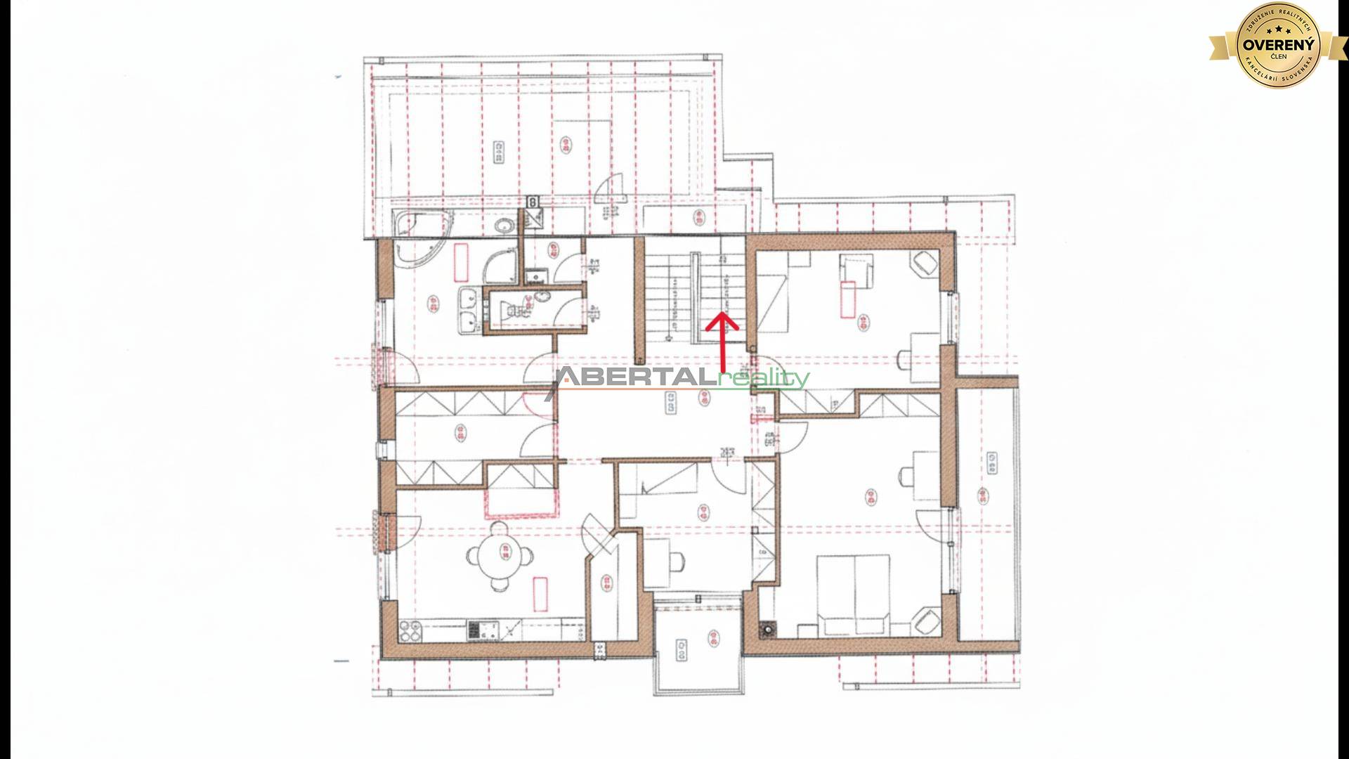 Predaj rodinný dom, 6 izbový, Chorvátsky Grob časť Čierna Voda, pôdorys 1. poschodie.JPG