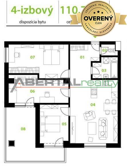 Predaj - Košice, Dargovských hrdinov, Furča, 4 izbový byt s parkovanim a terasou, pôdorys.jpg