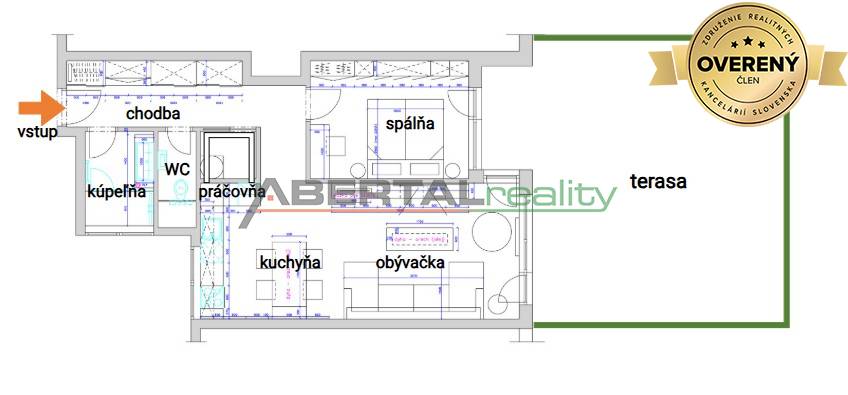 Predaj, 3 izbový byt, terasa, garáž, parkovanie, pivnica, Dortárska cesta, Koliba, Bratislava, pôdorys.jpg